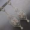 ESTATE LARGE 3.47CT DIAMOND 18KT WHITE GOLD 3D SQUARE TEAR DROP HANGING EARRINGS