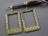 LARGE 4.29CT DIAMOND & MULTI GEM 14KT YELLOW GOLD RECTANGULAR HANGING EARRINGS