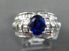 WIDE 3.27CT DIAMOND & SAPPHIRE 18KT WHITE GOLD OVAL & BAGUETTE ENGAGEMENT RING