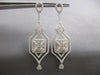 ESTATE LARGE 3.47CT DIAMOND 18KT WHITE GOLD 3D SQUARE TEAR DROP HANGING EARRINGS