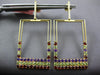 LARGE 4.29CT DIAMOND & MULTI GEM 14KT YELLOW GOLD RECTANGULAR HANGING EARRINGS