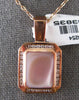 LARGE .54CT DIAMOND & AAA MOTHER OF PEARL 14K ROSE GOLD 3D SOLID OCTAGON PENDANT