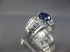 WIDE 3.27CT DIAMOND & SAPPHIRE 18KT WHITE GOLD OVAL & BAGUETTE ENGAGEMENT RING