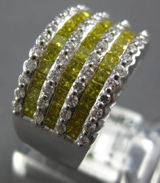 2.44CT WHITE & FANCY YELLOW DIAMOND 18KT WHITE GOLD MULTI ROW ANNIVERSARY RING