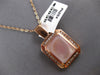 LARGE .54CT DIAMOND & AAA MOTHER OF PEARL 14K ROSE GOLD 3D SOLID OCTAGON PENDANT