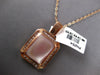 LARGE .54CT DIAMOND & AAA MOTHER OF PEARL 14K ROSE GOLD 3D SOLID OCTAGON PENDANT