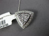 LARGE 1.26CT DIAMOND 14KT WHITE GOLD TRIANGULAR TRILLION PAVE FILIGREE PENDANT