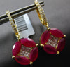 LARGE 7.27CT DIAMOND & AAA RUBY 14KT YELLOW GOLD FLOWER MARQUISE HANGING EARRING