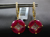 LARGE 7.27CT DIAMOND & AAA RUBY 14KT YELLOW GOLD FLOWER MARQUISE HANGING EARRING