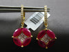 LARGE 7.27CT DIAMOND & AAA RUBY 14KT YELLOW GOLD FLOWER MARQUISE HANGING EARRING