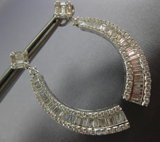 LARGE 2.82CT DIAMOND 18KT WHITE GOLD CLASSIC SQUARE SEMI MOON HANGING EARRINGS