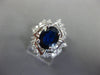 LARGE 2.82CT DIAMOND & AAA SAPPHIRE 18KT WHITE GOLD OVAL FLOWER ENGAGEMENT RING