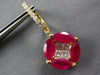 LARGE 7.27CT DIAMOND & AAA RUBY 14KT YELLOW GOLD FLOWER MARQUISE HANGING EARRING