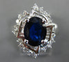 LARGE 2.82CT DIAMOND & AAA SAPPHIRE 18KT WHITE GOLD OVAL FLOWER ENGAGEMENT RING