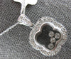 ESTATE .53CT DIAMOND 18K WHITE GOLD 4 LEAF CLOVER FLOWER SQUARE FLOATING PENDANT