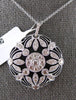 EXTRA LARGE 1.08CT DIAMOND & AAA ONYX 14K WHITE GOLD SQUARE MULTI FLOWER PENDANT