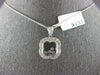 ESTATE .53CT DIAMOND 18K WHITE GOLD 4 LEAF CLOVER FLOWER SQUARE FLOATING PENDANT