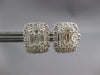 LARGE 1.97CT DIAMOND 18KT WHITE GOLD 3D ROUND & BAGUETTE INVISIBLE STUD EARRINGS