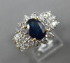2.9CT DIAMOND & AAA SAPPHIRE 18K YELLOW GOLD OVAL & ROUND FLOWER ENGAGEMENT RING