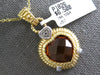 10.0CT AAA CITRINE 14KT YELLOW GOLD HEART SHAPE FILIGREE FLOATING LOVE PENDANT