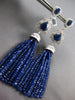 LARGE 132.72CT DIAMOND & AAA SAPPHIRE 14K WHITE GOLD CHANDELIER HANGING EARRINGS
