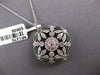 EXTRA LARGE 1.08CT DIAMOND & AAA ONYX 14K WHITE GOLD SQUARE MULTI FLOWER PENDANT