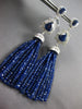 LARGE 132.72CT DIAMOND & AAA SAPPHIRE 14K WHITE GOLD CHANDELIER HANGING EARRINGS