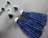 LARGE 132.72CT DIAMOND & AAA SAPPHIRE 14K WHITE GOLD CHANDELIER HANGING EARRINGS