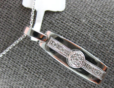 ESTATE .09CT DIAMOND 18KT WHITE GOLD 3D CLASSIC FLOWER BAR FUN FLOATING PENDANT