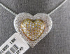 LARGE 2.02CT DIAMOND 18KT 2 TONE GOLD 3D DOUBLE HEART SLIDER FLOATING PENDANT