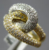 ESTATE WIDE 1.18CT DIAMOND 18K WHITE & YELLOW GOLD 3D CLASSIC LOVE KNOT FUN RING