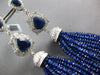 LARGE 132.72CT DIAMOND & AAA SAPPHIRE 14K WHITE GOLD CHANDELIER HANGING EARRINGS