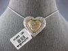 LARGE 2.02CT DIAMOND 18KT 2 TONE GOLD 3D DOUBLE HEART SLIDER FLOATING PENDANT