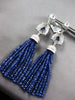 LARGE 132.72CT DIAMOND & AAA SAPPHIRE 14K WHITE GOLD CHANDELIER HANGING EARRINGS