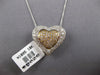LARGE 2.02CT DIAMOND 18KT 2 TONE GOLD 3D DOUBLE HEART SLIDER FLOATING PENDANT