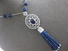 5.15CT DIAMOND & AAA SAPPHIRE 18K WHITE GOLD FILIGREE LARIAT FLOATING NECKLACE