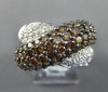 LARGE 2.6CT WHITE & CHOCOLATE FANCY DIAMOND 18K WHITE GOLD CRISS CROSS LOVE RING