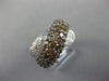 LARGE 2.6CT WHITE & CHOCOLATE FANCY DIAMOND 18K WHITE GOLD CRISS CROSS LOVE RING
