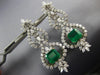 ESTATE EXTRA LARGE 19.8CT DIAMOND & AAA EMERALD 18K 2 TONE GOLD HANGING EARRINGS