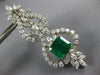 ESTATE EXTRA LARGE 19.8CT DIAMOND & AAA EMERALD 18K 2 TONE GOLD HANGING EARRINGS