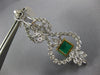 ESTATE EXTRA LARGE 19.8CT DIAMOND & AAA EMERALD 18K 2 TONE GOLD HANGING EARRINGS