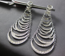 EXTRA LARGE 4.15CT DIAMOND 14KT WHITE GOLD CRISS CROSS HAPPY CHANDELIER EARRINGS