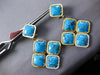 EXTRA LARGE 1CT DIAMOND & AAA TURQUOISE 14KT YELLOW GOLD SQUARE HANGING EARRINGS