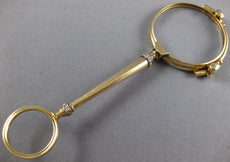 ANTIQUE LARGE .15CT DIAMOND 14KT 2 TONE GOLD 3D LORGNETTE OPERA GLASSES NECKLACE