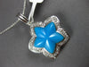 .22CT DIAMOND & AAA TURQUOISE 14KT WHITE GOLD STAR MULTI HEART FLOATING PENDANT