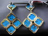 EXTRA LARGE 1CT DIAMOND & AAA TURQUOISE 14KT YELLOW GOLD SQUARE HANGING EARRINGS