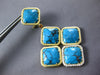 EXTRA LARGE 1CT DIAMOND & AAA TURQUOISE 14KT YELLOW GOLD SQUARE HANGING EARRINGS