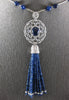 5.15CT DIAMOND & AAA SAPPHIRE 18K WHITE GOLD FILIGREE LARIAT FLOATING NECKLACE