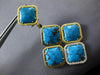 EXTRA LARGE 1CT DIAMOND & AAA TURQUOISE 14KT YELLOW GOLD SQUARE HANGING EARRINGS