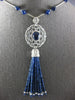 5.15CT DIAMOND & AAA SAPPHIRE 18K WHITE GOLD FILIGREE LARIAT FLOATING NECKLACE